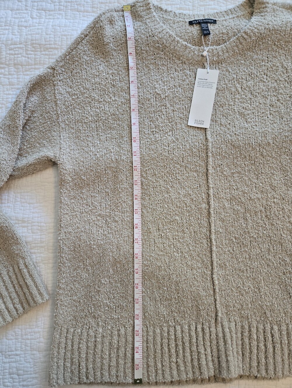Eileen Fisher Organic Cotton Blend Round Neck Long Sleeve Sweater, Medium - Picture 5 of 5